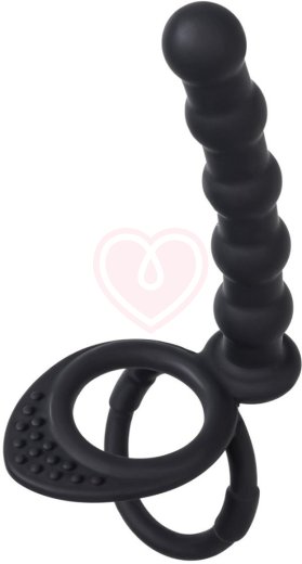 Фактурная насадка для двойного проникновения Toyfa Double Penetration чёрная фото 8