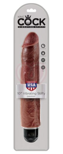 Вибратор King Cock Vibrating Stiffy 25 см коричневый фото 3