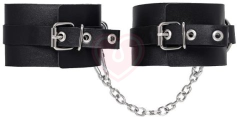 Оковы на ноги из толстой кожи с люверсами Pecado BDSM черные фото 2