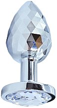 Текстурная алюминиевая анальная пробка Kanikule Medium с кристаллом серебряная