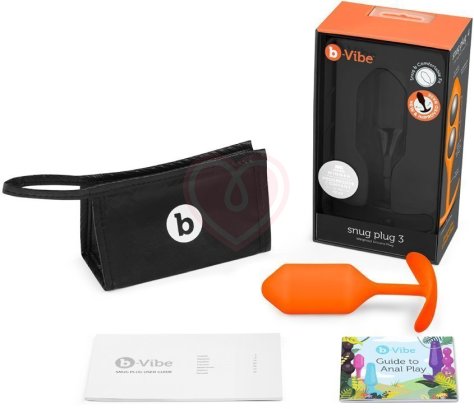 Утяжелённая анальная пробка для ношения b-Vibe Snug Plug 3 средняя оранжевая фото 5