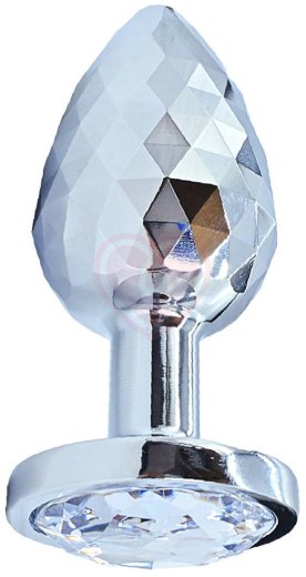 Текстурная алюминиевая анальная пробка Kanikule Medium с кристаллом серебряная фото 1