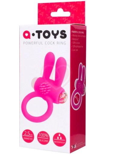 Виброкольцо с клиторальным стимулятором ToyFa A-Toys розовое фото 4