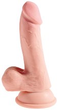 Фаллоимитатор с мошонкой на присоске King Cock Triple Density 14 см телесный