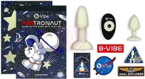 Набор для анальной стимуляции светящийся в темноте b-Vibe Asstronaut Glow In The Dark Set фото 6