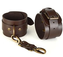 Кожаные наручники Ideal коричневые