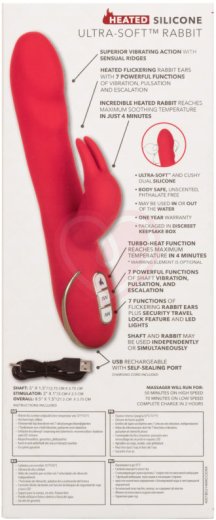Мягкий вибратор-кролик с нагревом Signature Heated Ultra-Soft Rabbit красный фото 9