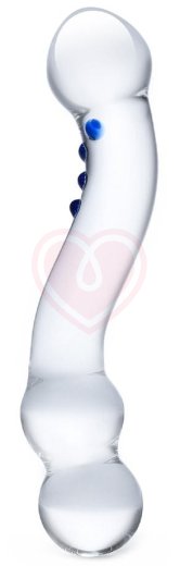 Изогнутый стеклянный стимулятор Textured G-Spot Glass Dildo прозрачный фото 1