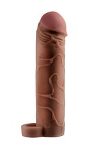 Насадка удлинитель с кольцом на мошонку Perfect Extension with Ball Strap 20 см мулат