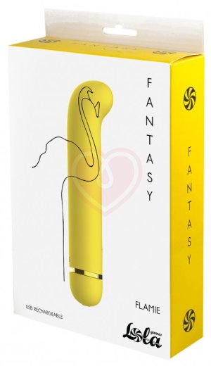 Вибратор с загнутым кончиком Lola Fantasy Flamie жёлтый фото 3