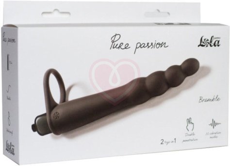 Вибронасадка для двойного проникновения Pure Passion Bramble 16 см чёрная фото 2