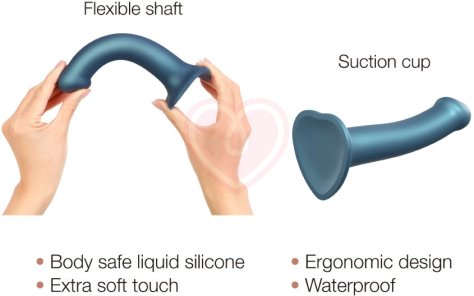 Фаллоимитатор на присоске Strap-On-Me Mono Density Metallic Shine M 16 см голубой фото 4