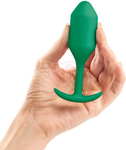 Утяжелённая анальная пробка для ношения b-Vibe Snug Plug 2 малая зеленая фото 2