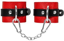 Мягкие наручники с люверсами Pecado BDSM красные с черным