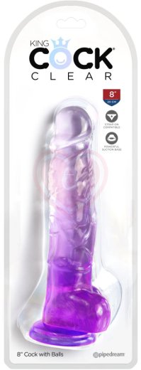 Гелевый фаллоимитатор с мошонкой King Cock Clear 16 см фиолетовый фото 2