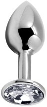 Анальная пробка Alive Mini Metal Butt Plug M с прозрачным кристаллом