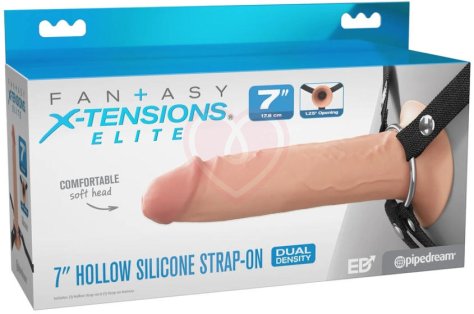 Фаллопротез Hollow Silicone Strap-On 18 см телесный фото 7