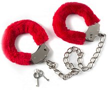 Меховые ножные оковы Bondage Collection красные