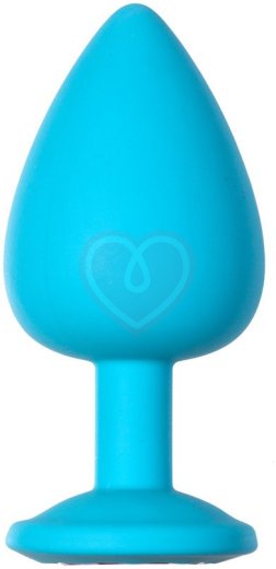 Большая анальная пробка Emotions Cutie Large бирюзовая с розовым кристаллом фото 2