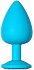 Большая анальная пробка Emotions Cutie Large бирюзовая с розовым кристаллом фото 2