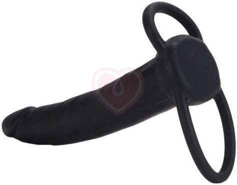 Насадка с креплением на пенис Silicone Double Rider чёрный фото 4