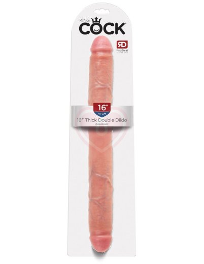 Фаллоимитатор двухсторонний гибкий King Cock Thick Double Dildo 40 см телесный фото 2