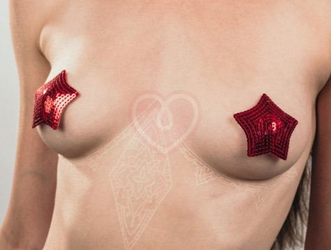 Пэстисы Burlesque Tempest звездочки из пайеток красные фото 4