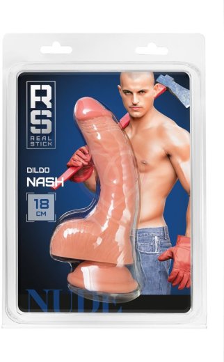 Реалистичный фаллоимитатор на присоске с мошонкой RealStick Nude Nash телесный фото 5