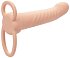 Насадка для двойного проникновения с вибрацией Ribbed Dual Penetrator рельефная телесная фото 5