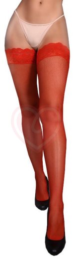 Чулки в мелкую сетку Amor El Rosa Roja красные фото 1