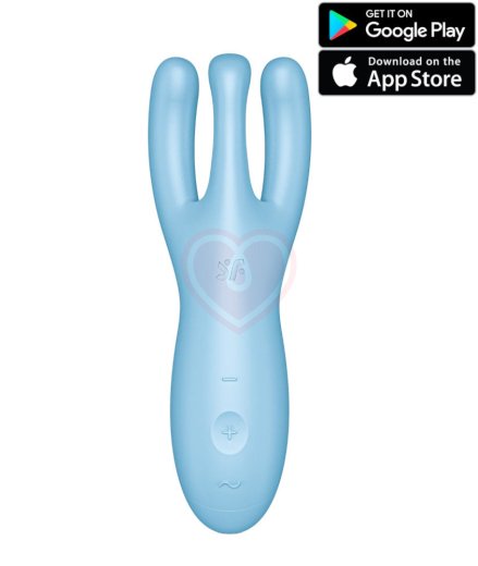 Вибростимулятор Satisfyer Threesome 4 с тремя кончиками и приложением голубой фото 1