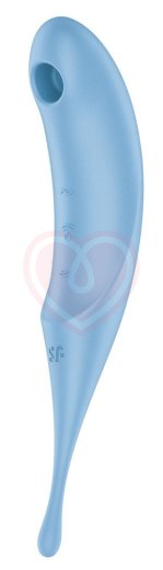 Двухсторонний вакуумный вибростимулятор Satisfyer Twirling Pro голубой фото 1