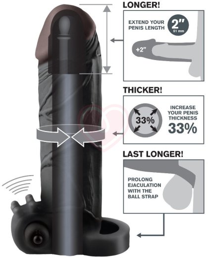 Насадка удлинитель с вибрацией Vibrating Real Feel Extension 16,5 см черная фото 3