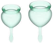 Набор из 2 менструальных чаш с кончиком-капелькой Satisfyer светло-зелёный