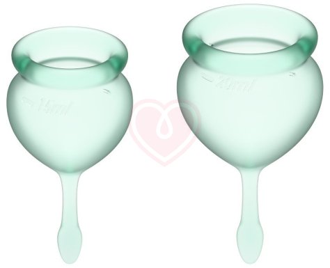 Набор из 2 менструальных чаш с кончиком-капелькой Satisfyer светло-зелёный фото 1