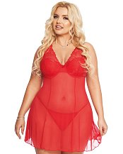 Комбинация с кружевным лифом и стринги SoftLine Berta красные