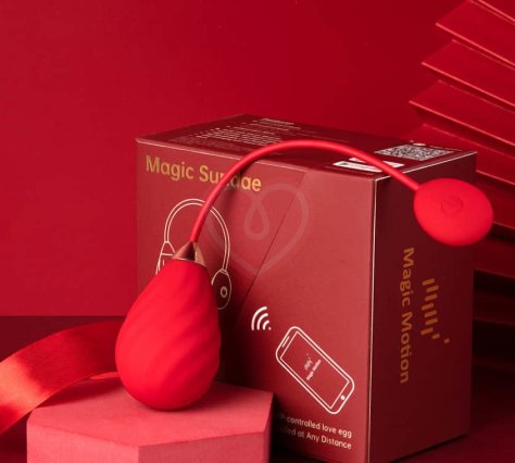 Виброяйцо с управлением от приложения Magic Sundae красное фото 5