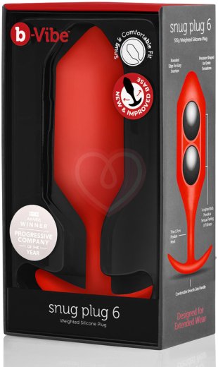 Утяжелённая анальная пробка для ношения b-Vibe Snug Plug 6 большая красная фото 6