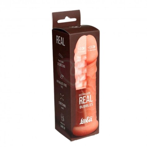 Насадка-удлинитель члена с двухсторонним рельефом Real Extra Size Bubbles фото 4