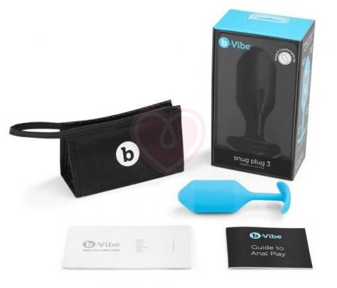 Утяжелённая анальная пробка для ношения b-Vibe Snug Plug 3 средняя голубая фото 5