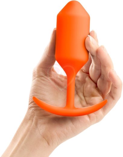 Утяжелённая анальная пробка для ношения b-Vibe Snug Plug 3 средняя оранжевая фото 2