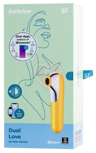 Вакуумный стимулятор с вибрацией и приложением Satisfyer Dual Love жёлтый фото 5