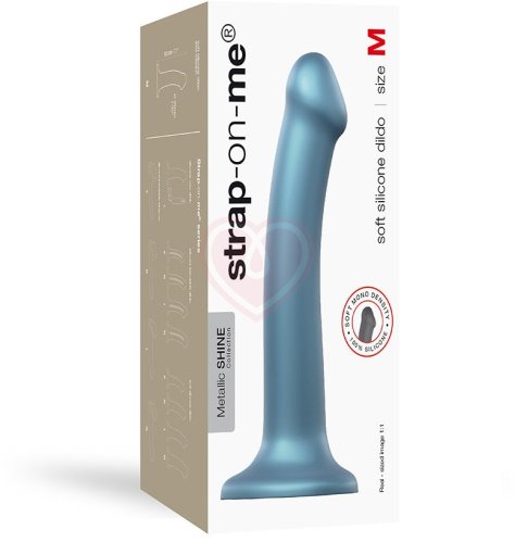 Фаллоимитатор на присоске Strap-On-Me Mono Density Metallic Shine M 16 см голубой фото 2