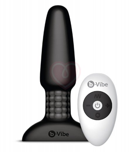 Анальная вибропробка с ротацией b-Vibe Rimming 2 чёрная фото 1