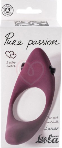 Эрекционное кольцо с двумя вибропулями Pure Passion Lunar бордовое фото 3