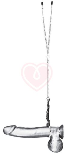 Кольцо на член с зажимами для сосков Cock Ring with Nipple Tweezers фото 1