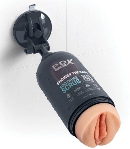 Мастурбатор вагина в бутылке геля Shower Therapy Soothing Scrub Light телесная фото 4