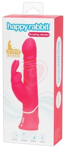 Вибратор с клиторальным стимулятором Happy Rabbit Thrusting Realistic розовый фото 5
