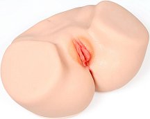 Мастурбатор-полуторс с вагиной и анусом Onahole Real Vagina с двойным слоем и вибрацией