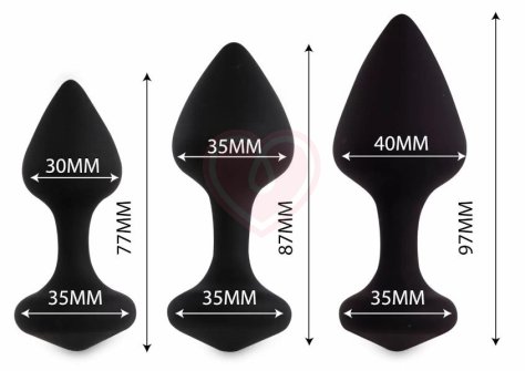 Набор из 3 анальных пробок Bibi Butt Plug Set чёрный фото 2